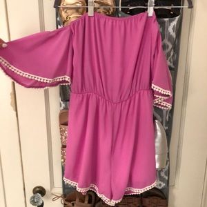 Pink off the shoulder romper